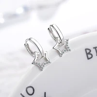 silver plated simple zircon hollow star ear buckle for women jewelry party gift charm women ear buckle for dating party