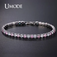 umode pink crystal tennis bracelets for women femme wedding bracelets zirconia luxury jewelry accessories girls gifts ub0097g