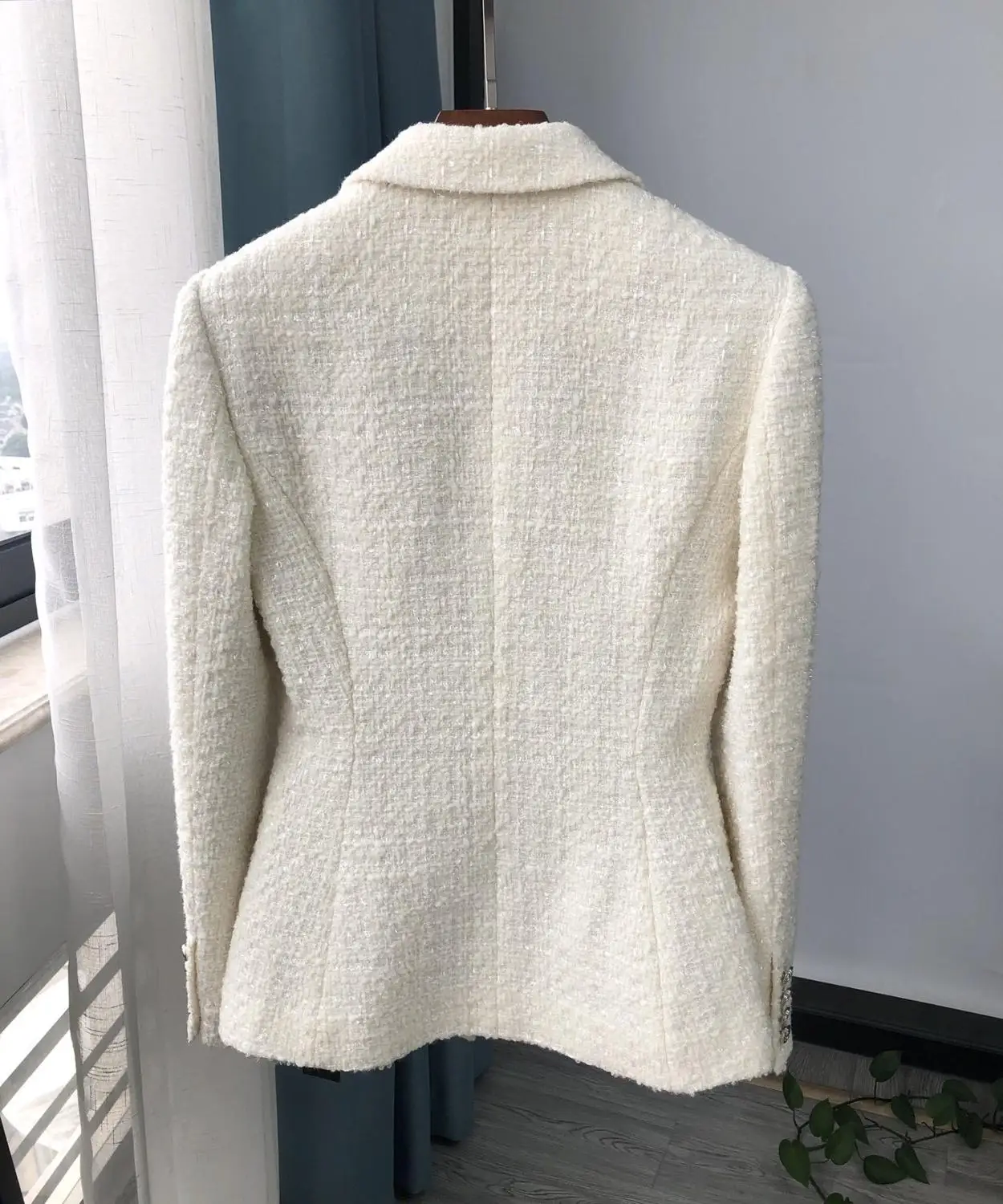 Brand Fashion Women High Luxury Autumn  Spring Vintage Wool Woolen Suit Blazer Jacket Coat