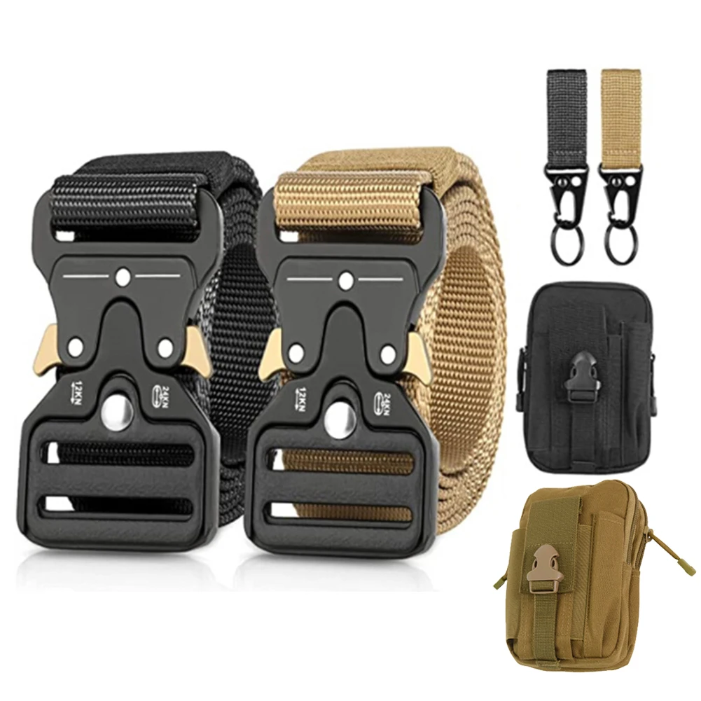 

Men Nylon Belt Tactical Military Quick Release Buckle Nylon Webbing Waist Strap Camping Expedition Waistband Belts