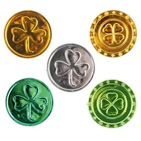 pack of 100 saint patricks day coins small plastic coins shamrock coins plastic lucky shamrock coins table sprinkles