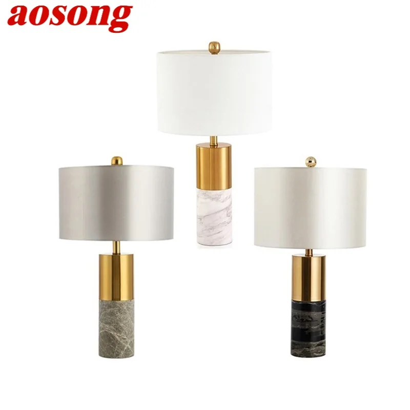 AOSONG Modern Table Lamp Marble Bedside LED Desk Light Luxury Creative Decorative for Home Bedroom Living Room Office Hotel | Лампы и