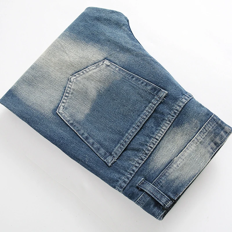 

New Jeans Men's Hole Straight Fit Men's Jeans Wholesale Europe Station Men's Jeans