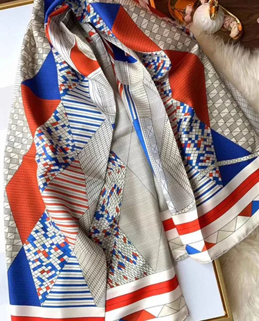 

2020 new arrival fashion stripe pink design 100% silk scarf 140*140 cm big square shawl twill wrap for women lady girl gift