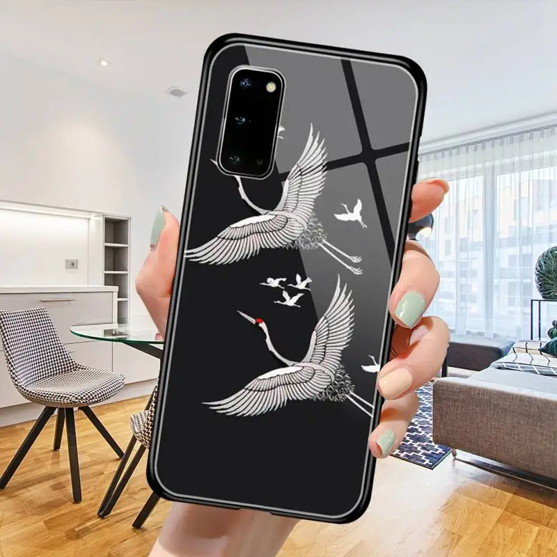 Чехол для телефона BuDuCoost Crane and Koi в китайском стиле закаленное стекло Samsung S20 Plus S7 S8
