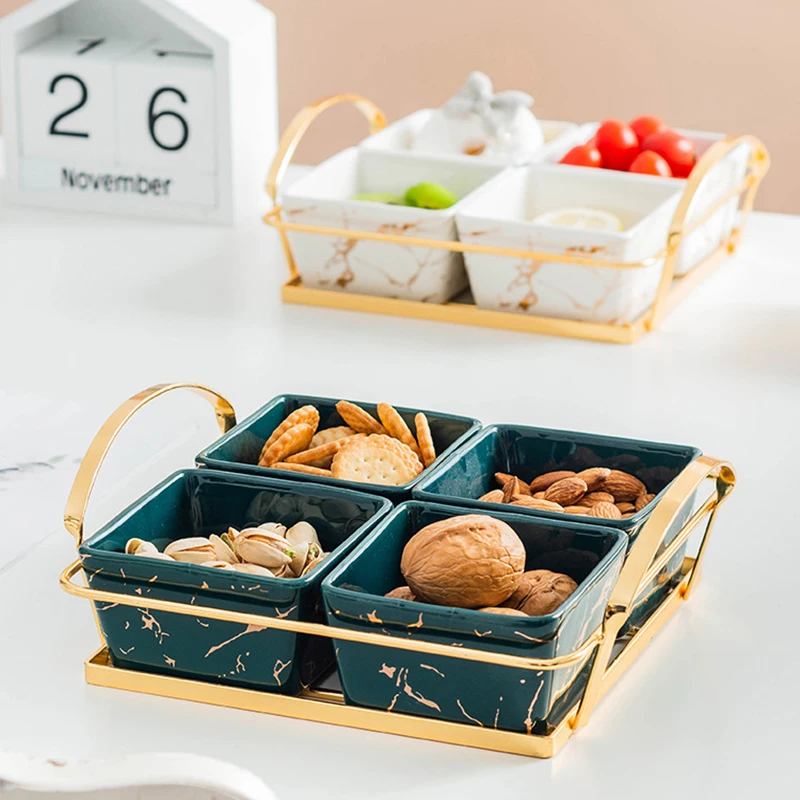 

Light Luxury Creative Ceramics Dried Fruit Candy Plate Serveware Snack Tray Serveware Serving Tapas Dishes Nuts Olives