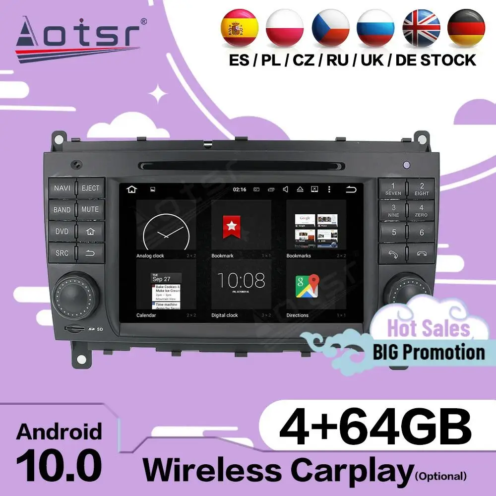 

Carplay мультимедийный стерео Android для Mecerdes Benz C W203 2004-2007 CLK W209 2004-2005 GPS автомобильный аудио радиоприемник, головное устройство