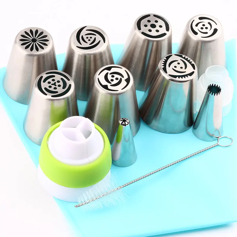 

13PCS/Set Pastry Nozzles And Coupler Icing Piping Tips Sets Stainless Steel Rose Cream Bakeware Cupcake Cake Decorating