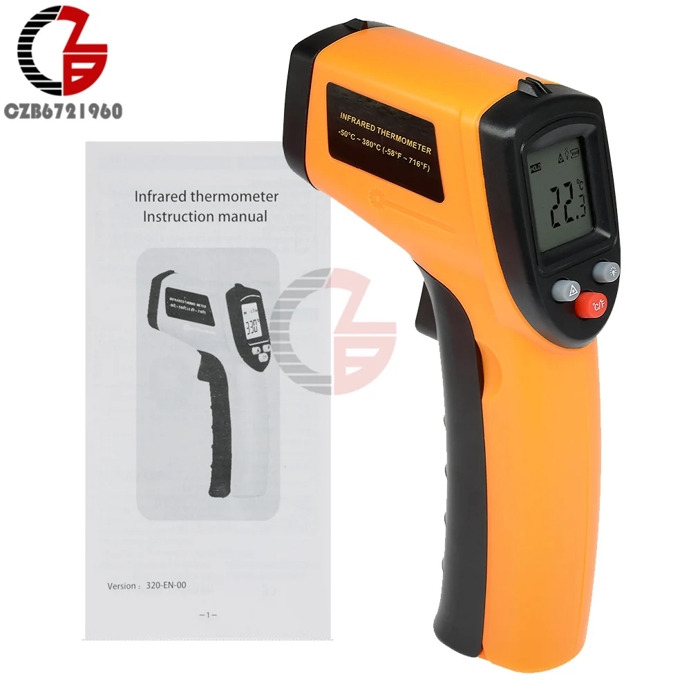 

GM320 Handheld Digital Infrared Thermometer Non-Contact IR Laser Point Gun Temperature Meter Pyrometer Scanner for Aquarium Bath