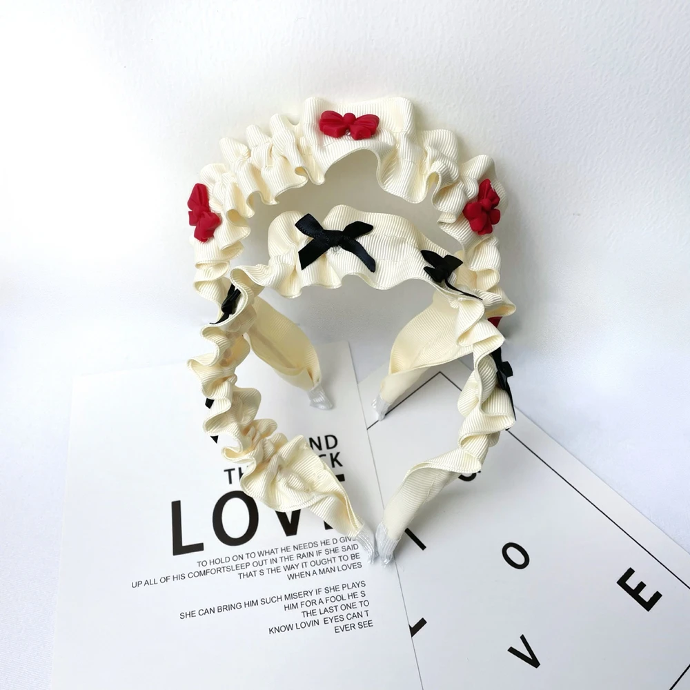 

Ободок для волос в Корейском стиле Женский, милая винтажная элегантная повязка на голову с бантом и цветочной вышивкой, аксессуар на голову,...