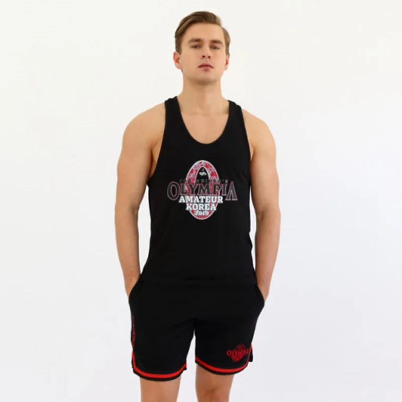 

2020 New Men's Sports Shorts Men's Summer Breathable Quick-Dry Elastic Waist Running Fitness Black and White Pants