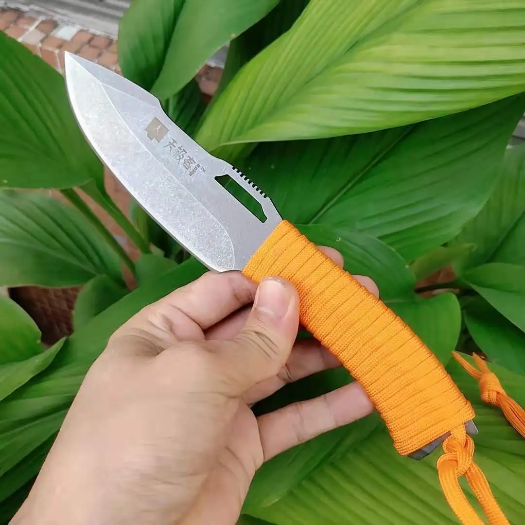 Чистый ручной Кованый прямой нож 59HRC из высокоуглеродистой стали для выживания в