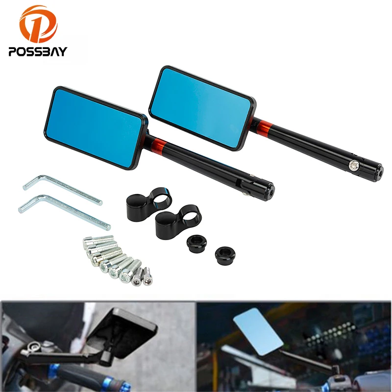 Универсальные Задние боковые зеркала POSSBAY с ЧПУ из голубого стекла для