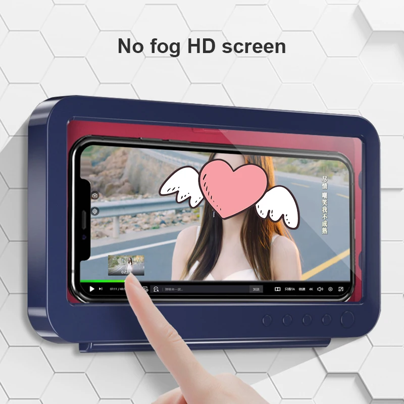 

Home Wall Waterproof Mobile Phone Box Self-adhesive Holder Touch Screen Bathroom Phone Shell Shower Sealing Storage Box