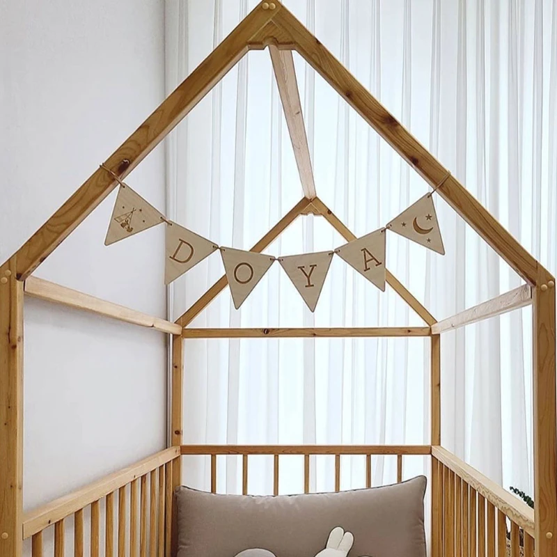Juego de etiquetas de madera Natural con cuerda para decoraci&oacute;n de habitaci&oacute;n de ni&ntilde;os, cartel colgante con letras de tilo, decoraci&oacute;n de habitaci&oacute;n de beb&eacute;, fotograf&iacute;a de cumplea&ntilde;os, 1 Set-1