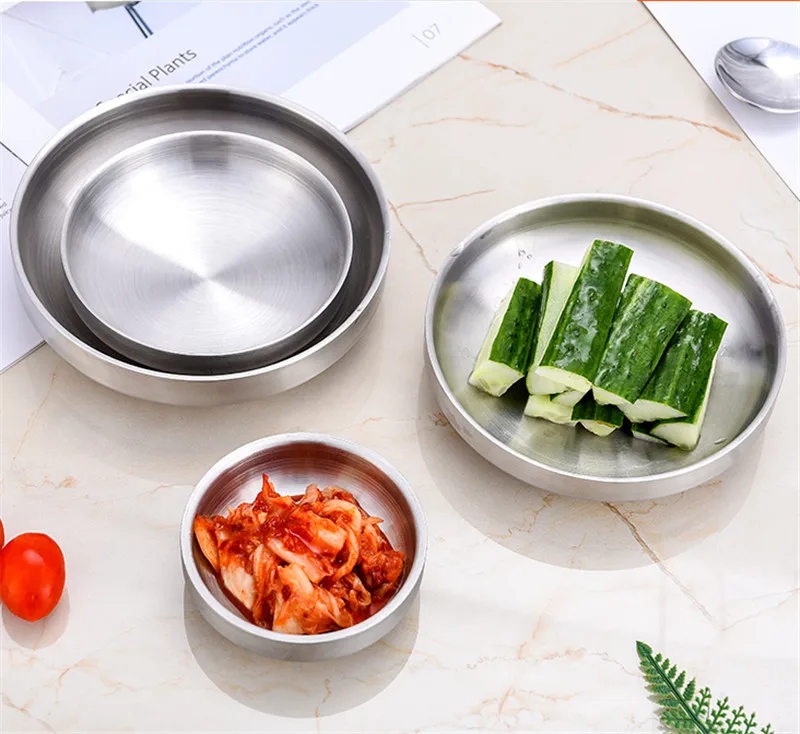 Круглая боковая тарелка для приправ из нержавеющей стали Круглый Серебряный