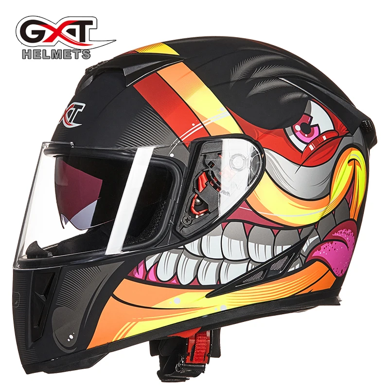 Мотоциклетный шлем на все лицо с двойной защитой Moto casco GXT 358 мотоциклетный для