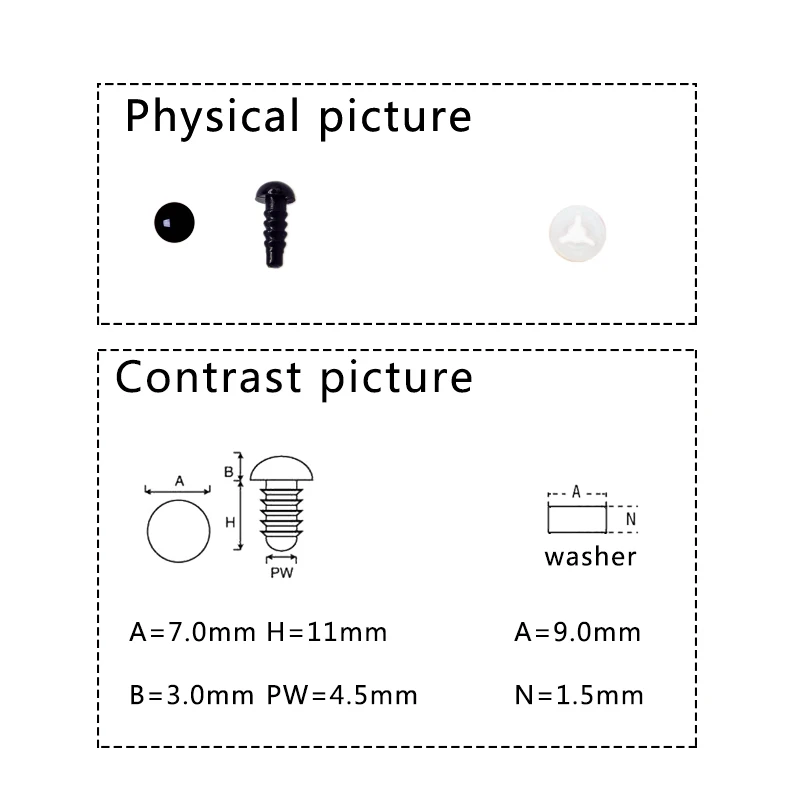 Аксессуары для кукол 7 мм пластиковое ремесло набивное животное черные глаза