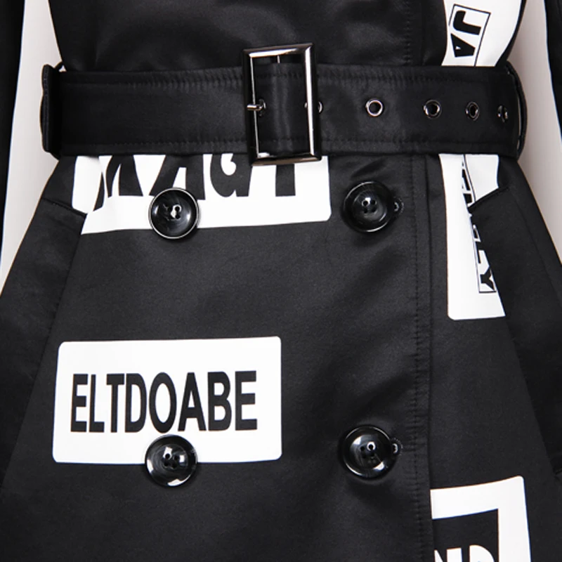 Женская ветровка с длинным рукавом двубортная Свободная куртка принтом букв и