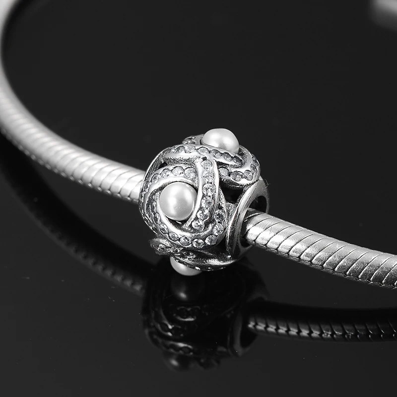 

New 925 Sterling Silver fashion fine creative clear CZ shell pearl Beads for Jewelry making Fit Original europeu Charm Bracelet