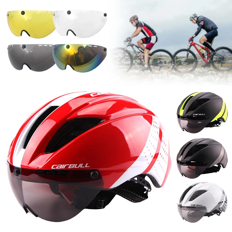 

CAIRBULL Ultralight Cycling Safety Helmet Motorcycle Bicycle Taillight Helmet Removable Lens Visor Mountain Road Bike Helmet