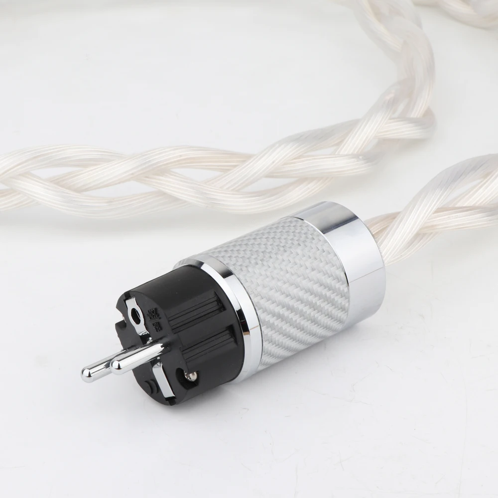 5n Occ Single Crystal Us &amp Eu Ac Audiophile Audio Amplifier Dac Filter Hifi Silver Power Cable Carbon Fiber Rhodium Plating Plug |