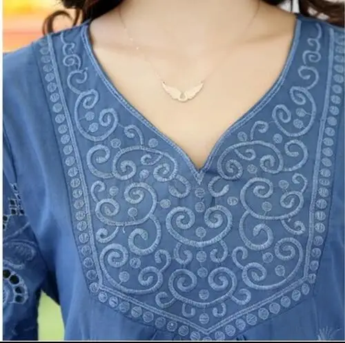 Лето 2019 женские блузки винтажная рубашка с вышивкой этническая блузка коротким