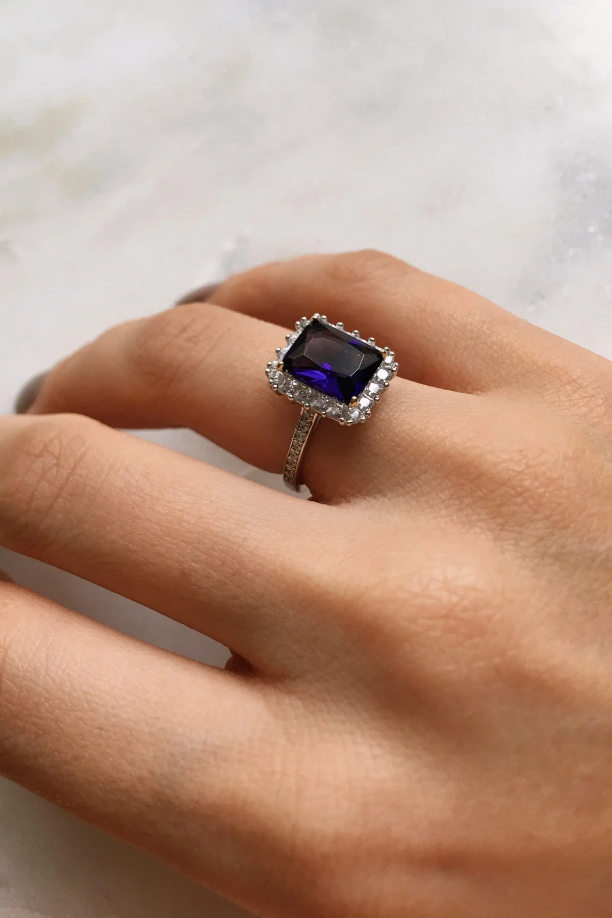

Purple cubic zirconia 925 sterling silver women baguette solitaire
