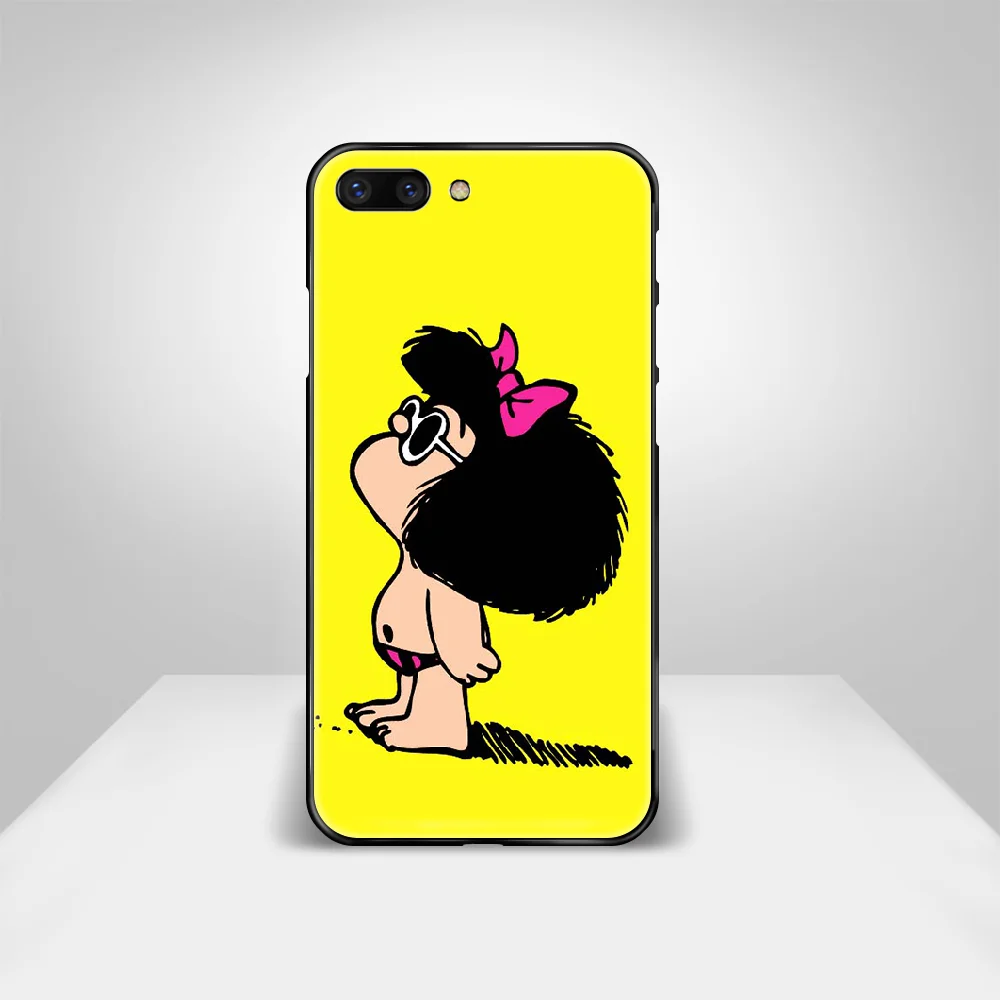 

cute cartoon Mafalda Phone Case Cover Hull For iphone 5 5s se 2 6 6s 7 8 plus X XS XR 11 PRO MAX black shell painting cell cover