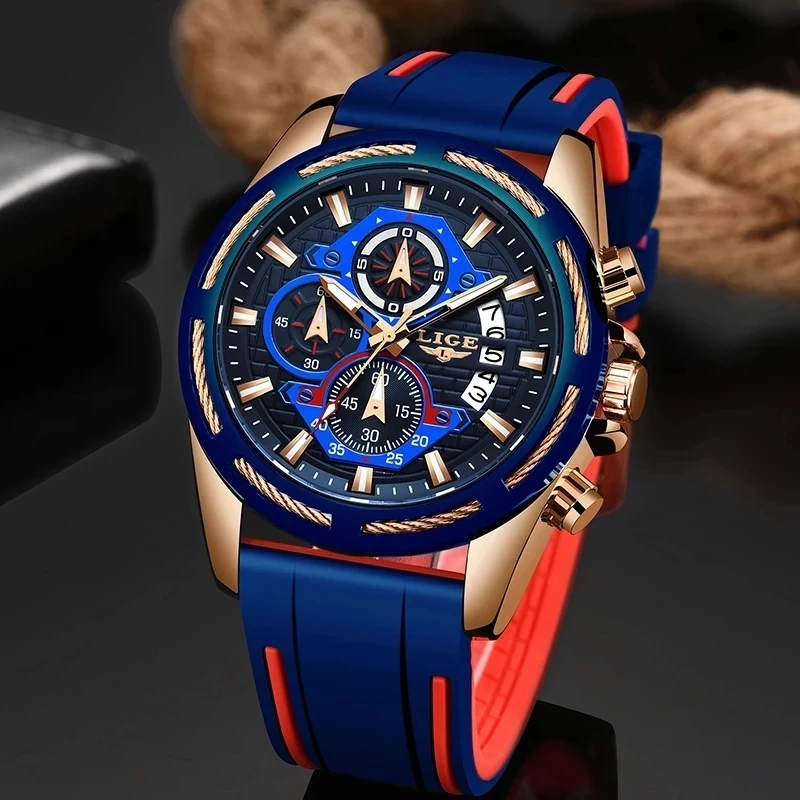 

2022 New Mens Watches LIGE Top Brand Luxury Leather Casual Quartz Watch Men Sport Waterproof Clock Black Watch Relogio Masculino