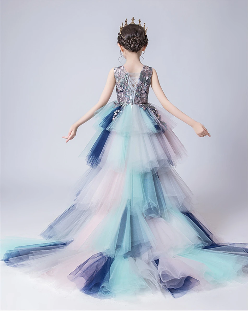 Прицеп Цветочное платье для девочек трапециевидной формы детей принцессы