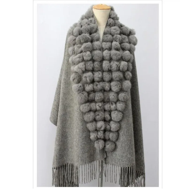 Пончо из натурального кроличьего меха, шаль, осенне-зимний шарф, вязаный женский шарф из пашмины, хит продаж S66