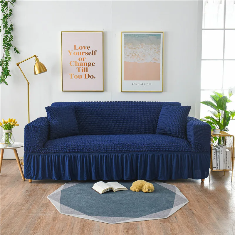Евро Жаккардовые чехлы для диванов с юбкой мебельные эластичные в гостиную|Чехлы