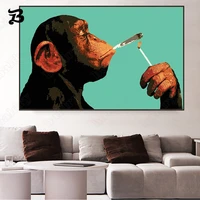 canvas painting for living room cartoon smoking orangutan monkey canvas posters and prints wall art pictures home decoration