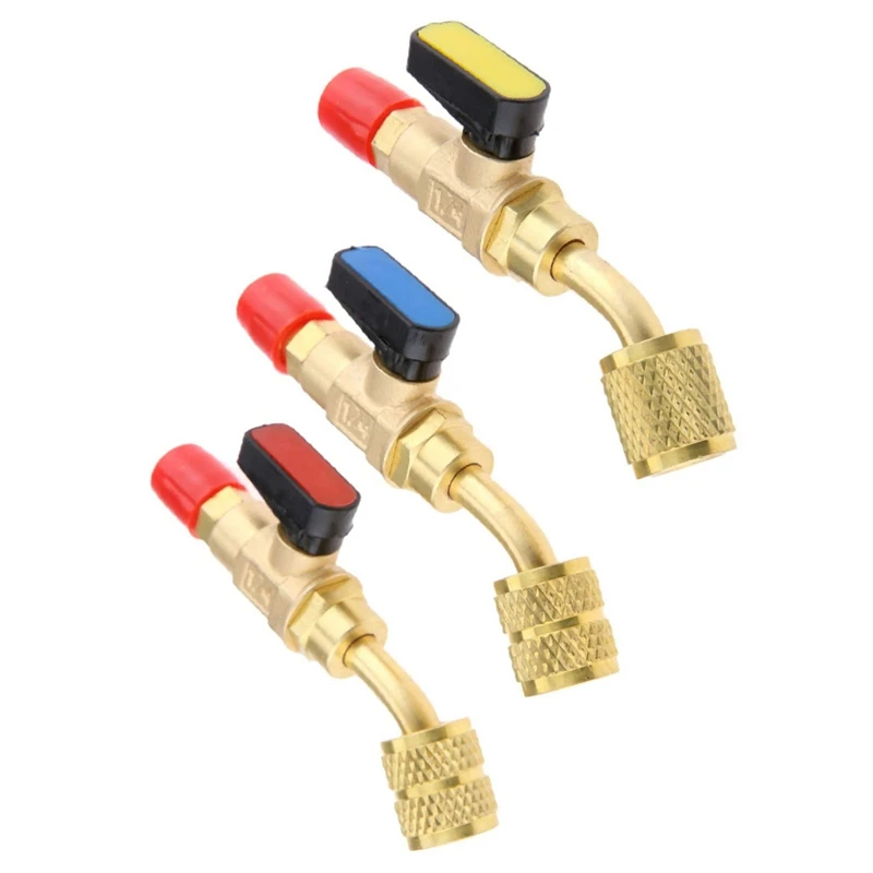 

Air Conditioner Ball Valve HVAC Angled ShutOff Ball Valve Adapter 5/16 INCH SAE Air Conditioning Refrigerant Ball Valve