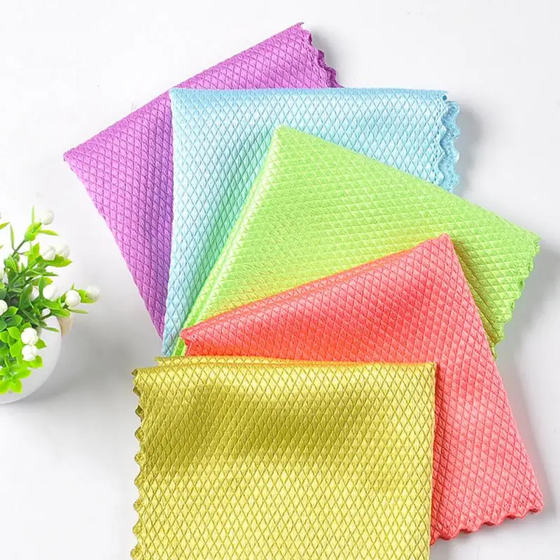 

3 Packs Of Random Color Magic Wiper Wipe Wipe Glass Rags Will Not Absorb Hair, Fish Scale Cloth Lazy Housework Cleaning Artifact