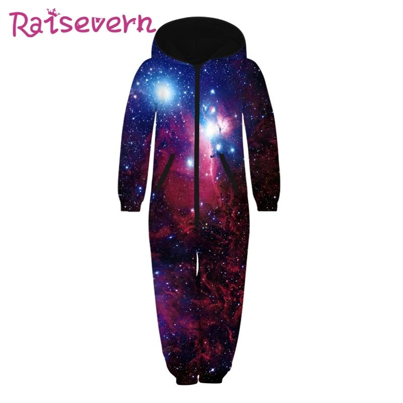 Raisvern Galaxy/детские комбинезоны с 3D принтом унисекс капюшоном и Свободный
