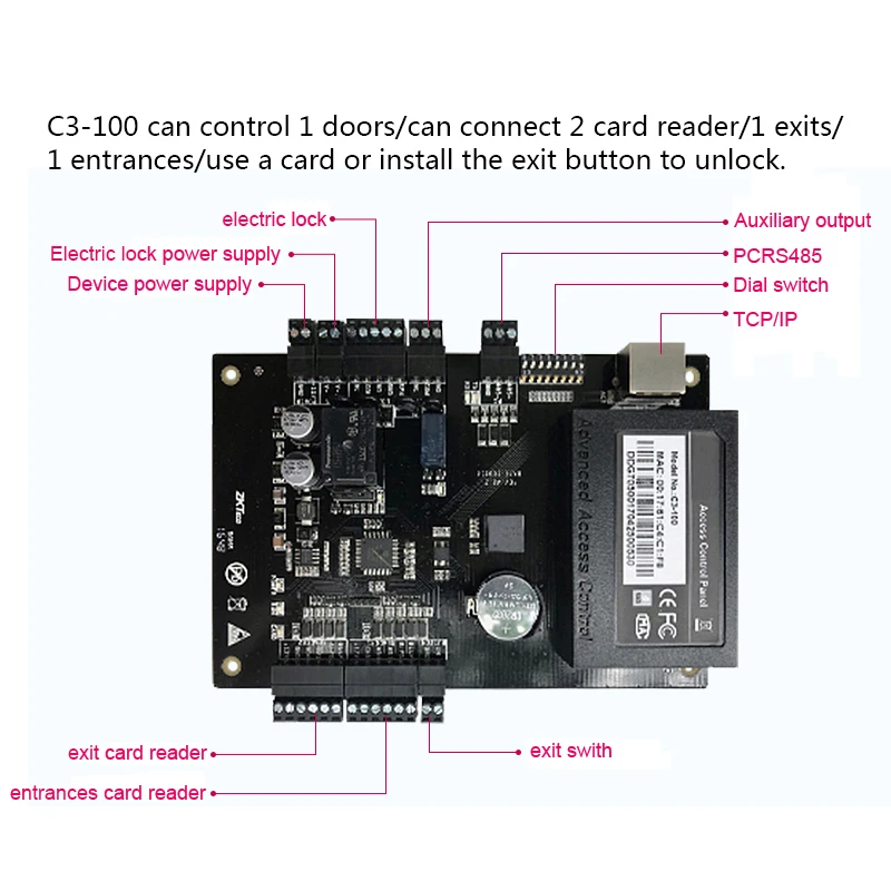 ZK система контроля допуска к двери наборы RFID карта + источник питания