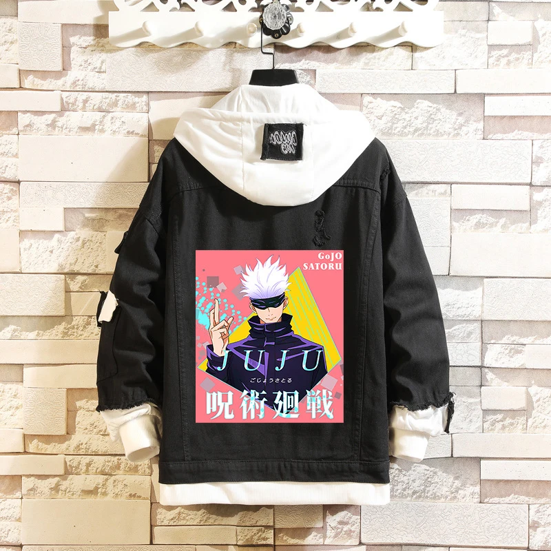 

Куртка мужская с длинным рукавом, худи с принтом аниме, толстовка в стиле Харадзюку, свитшот с капюшоном, верхняя одежда, ковбойская куртка