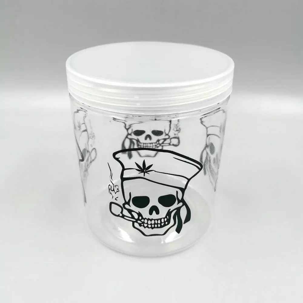 Прозрачная банка для хранения табака с рисунком черепа круглые фотообои 1