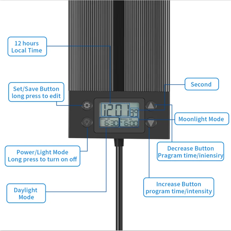 L&aacute;mpara LED subacu&aacute;tica para acuario, luz de decoraci&oacute;n de pecera resistente al agua de 120 cm, luces plantadas, enchufe europeo, IP68-4
