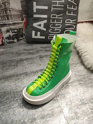 

2021 spring and autumn new patent leather mid-tube motorcycle boots with thick-soled casual large size women's boots
