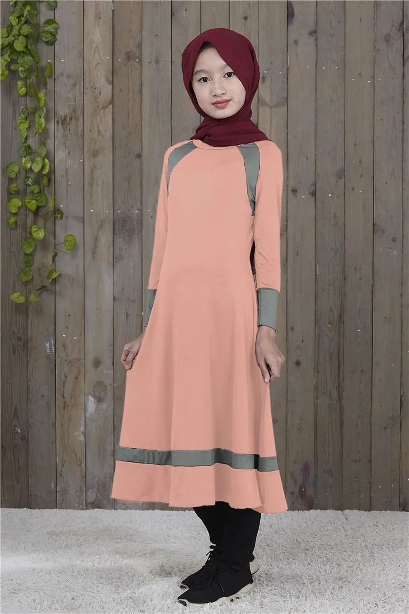 Платье для девочек, мусульманское, ТРАПЕЦИЕВИДНОЕ, из Дубая, длинное, мусульманское, кафтан, платья для девочек, молитвенная одежда, 2020 от AliExpress WW