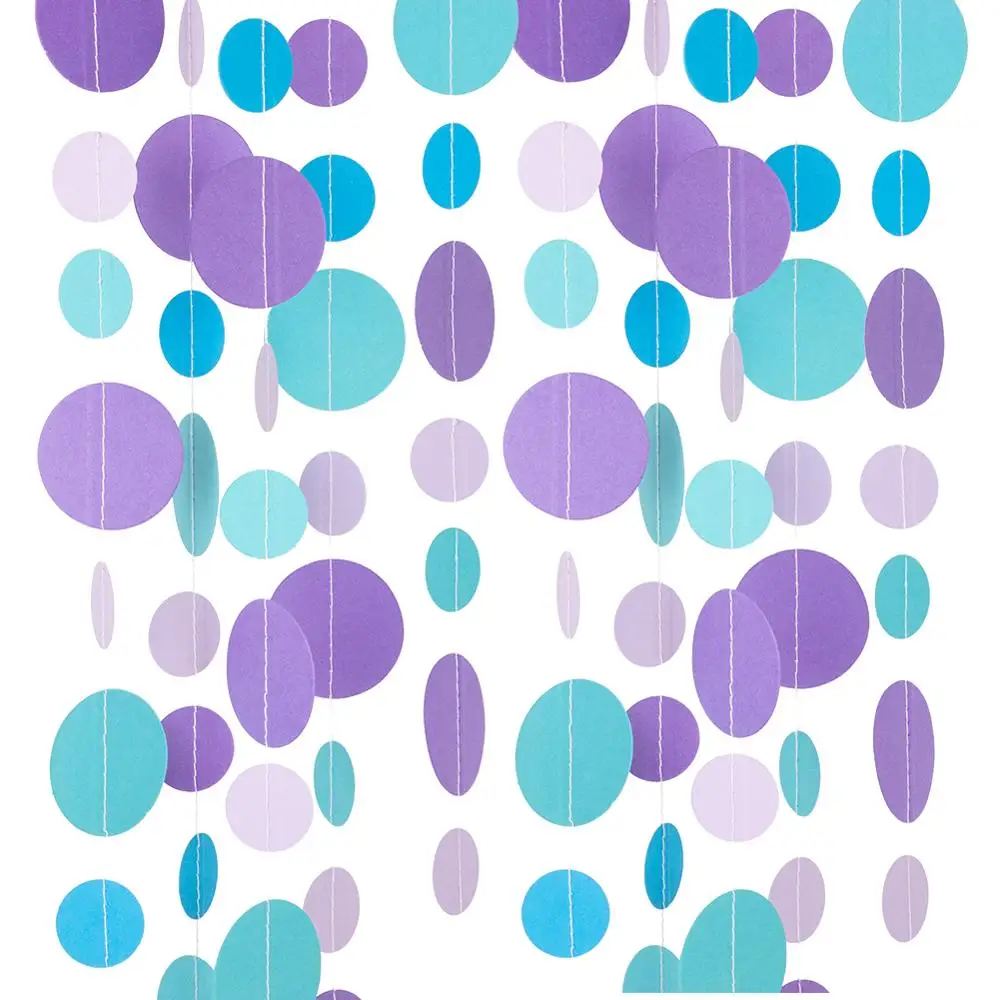 

Mermaid Bubbles Blue Purple Paper Circle Dots Garlands Banner Girls Birthday Little Mermaid Under the Sea Party Home Decorations