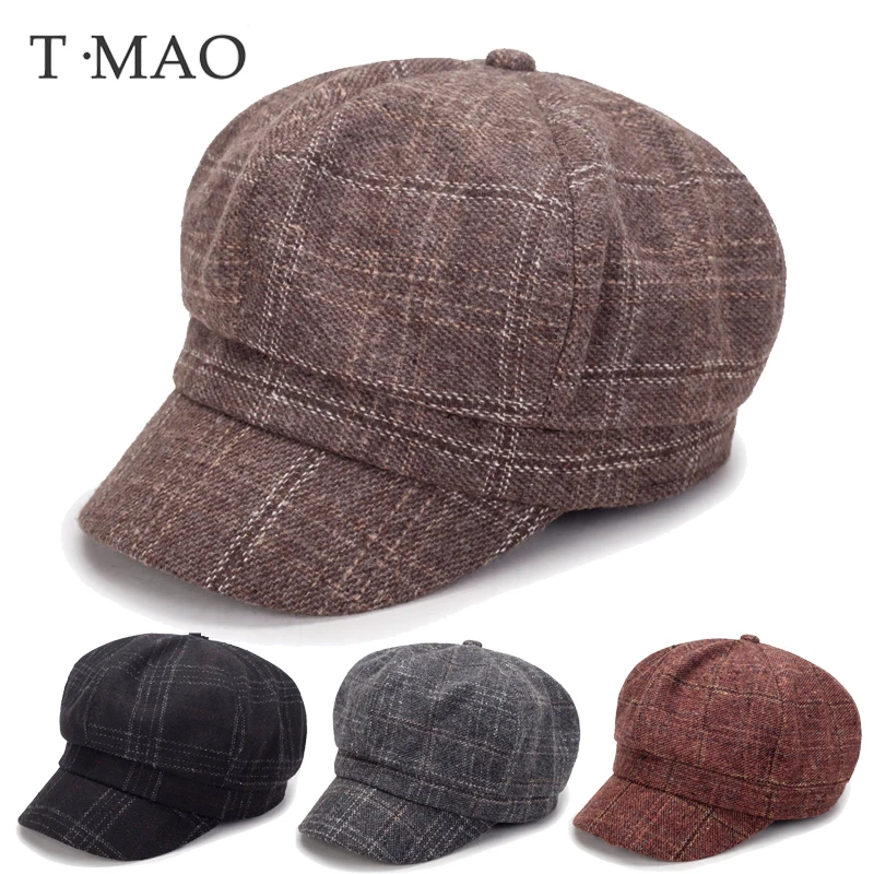 

Шапка-бини T-MAO для мужчин и женщин, однотонная, простая, винтажная, зимняя, Берет шерстяной