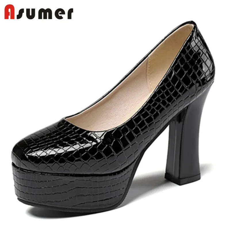 

Asumer/2021 Новое поступление высоких каблуках Женская обувь на платформе; Тонкие туфли; Круглый носок; Сезон весна Для летних вечеринок; Свадебн...