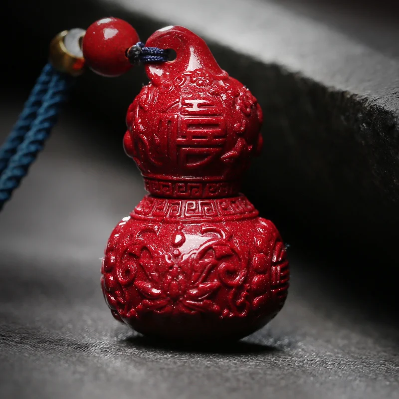 

Birth Year Baby Natural Authentic Cinnabar Calabash Pendent Female Safety Necklace Little Fu Lu Charm Carry-on Pendant
