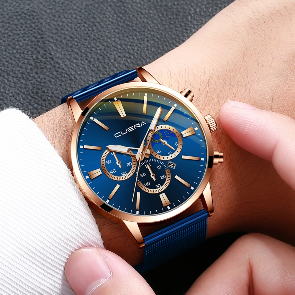 Часы наручные CUENA Мужские кварцевые модные спортивные брендовые Роскошные