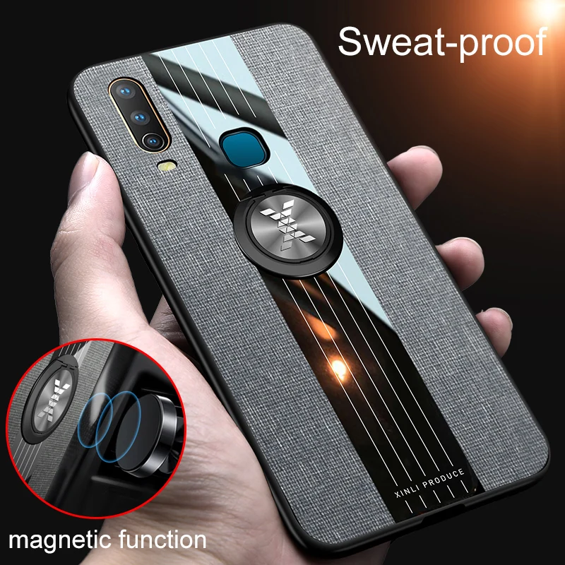 

Luxury Magnetic Phone Case for VIVO Y12 Y3 Y15 Y17 6.35" Soft TPU Silicone Back Cover Metal Ring Holder Stand Housing Y 12 Funda