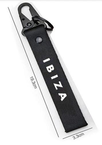 black IBIZA Lastest дизайн нейлоновый автомобильный брелок для ключей от автомобиля ключ веревка для сиденья cupra leon ibiza автомобильные аксессуары - Название цвета: black IBIZA
